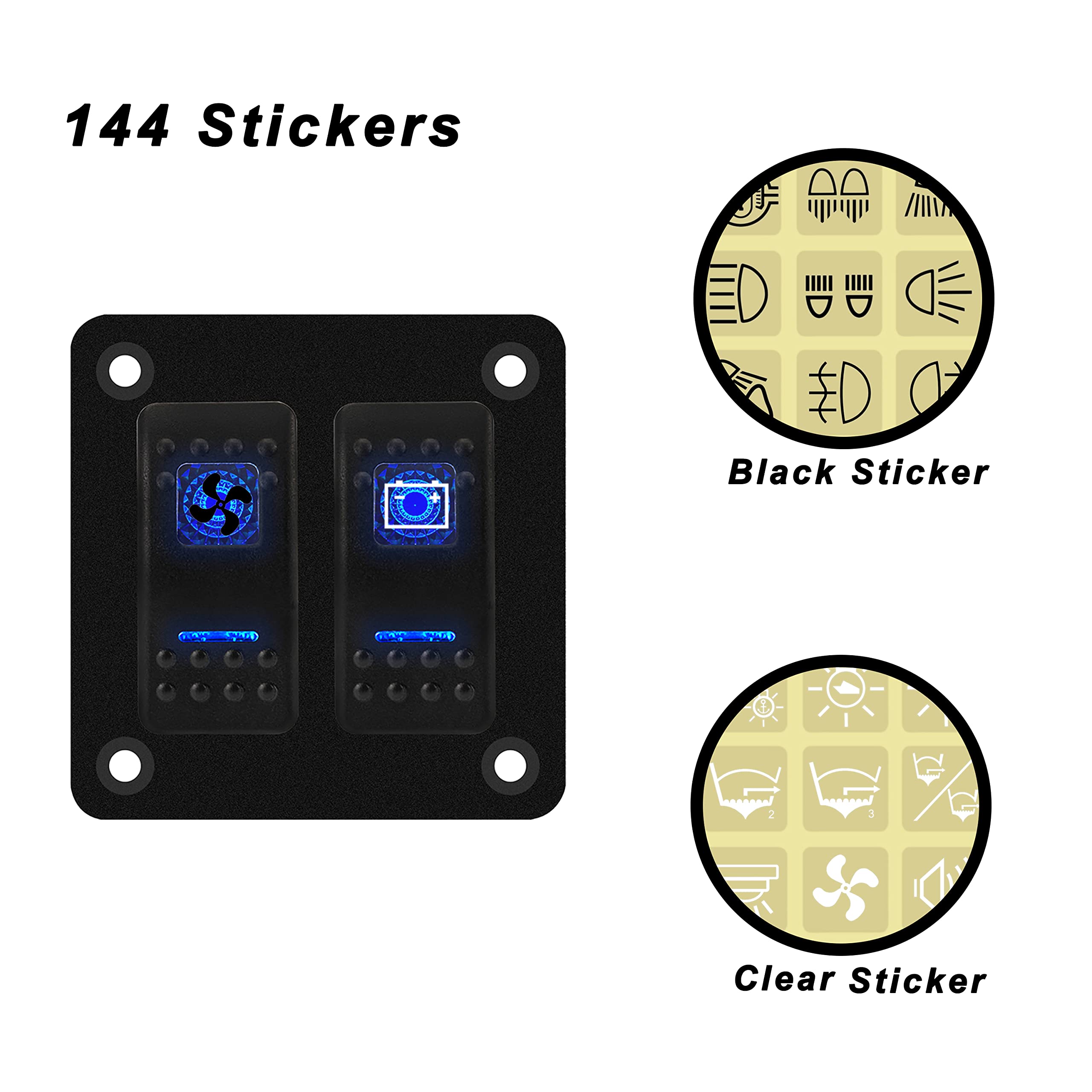Amazon.com - 144 Black Rocker Switch Sticker Switch Panel Label